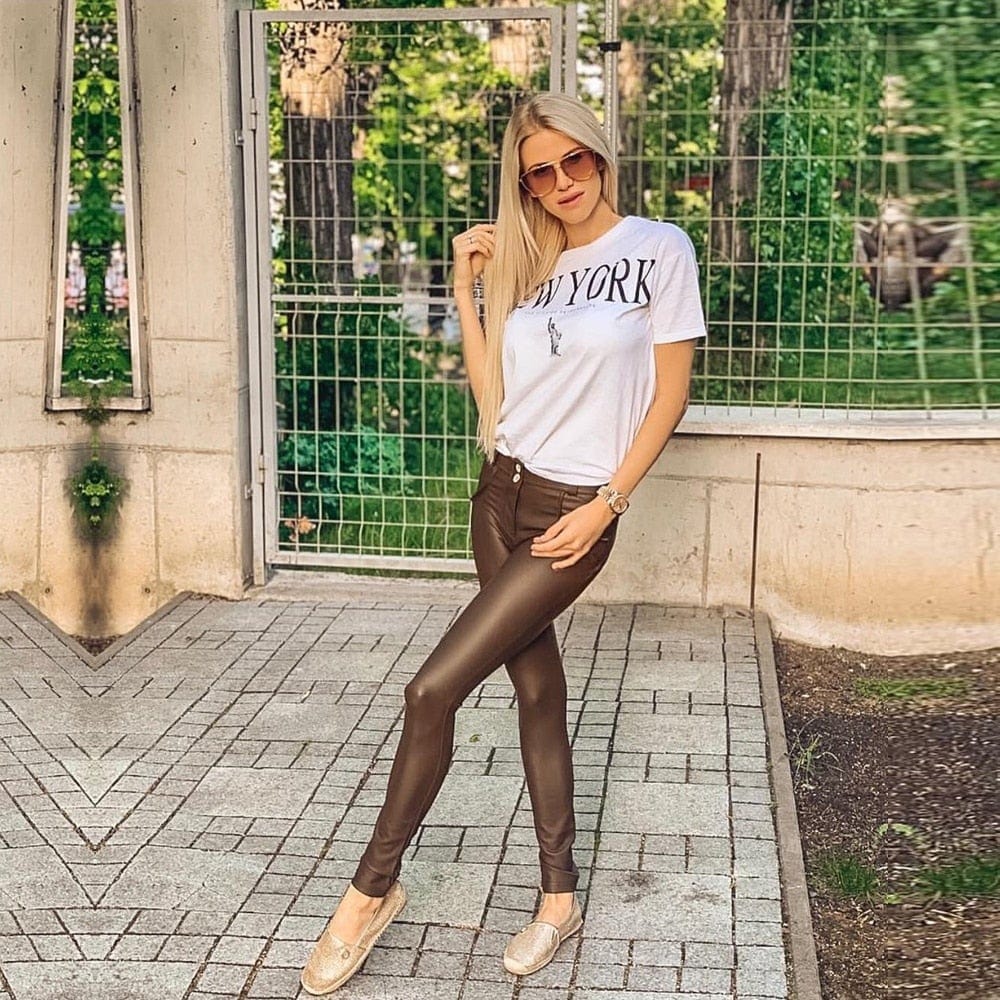 Leather Leggings Streetwear, Melody Leather Trousers