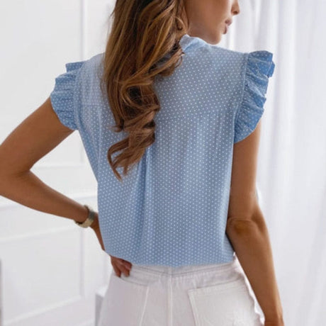 Sweet Polka Pot Tie Bow Blouse - AMOROUSDRESS