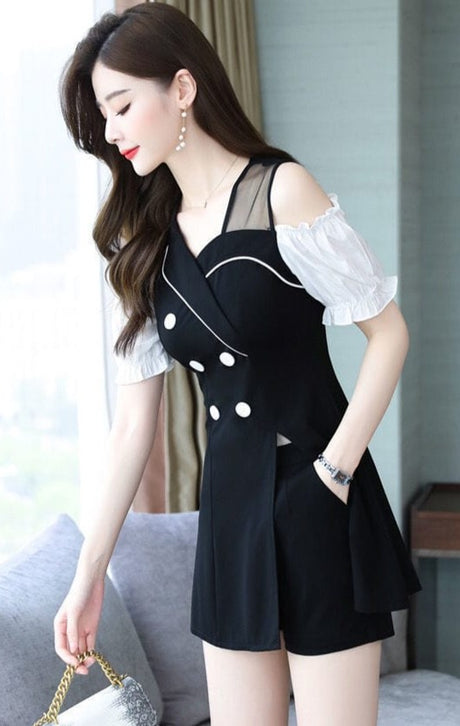 Elegant Collar Mini Suit - AMOROUSDRESS