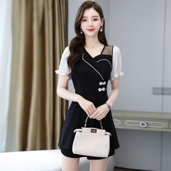 Elegant Collar Mini Suit - AMOROUSDRESS