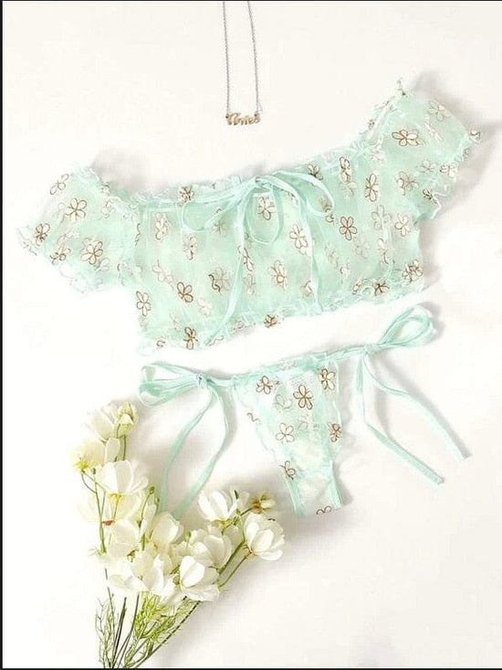 Sweety Off Shoulder Lingerie Set - AMOROUSDRESS