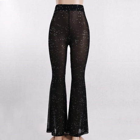 Sparkly Mesh Flare Pants - AMOROUSDRESS