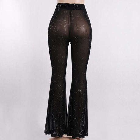 Sparkly Mesh Flare Pants - AMOROUSDRESS