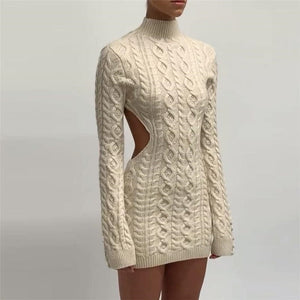 Backless Mini knitted Dress - AMOROUSDRESS