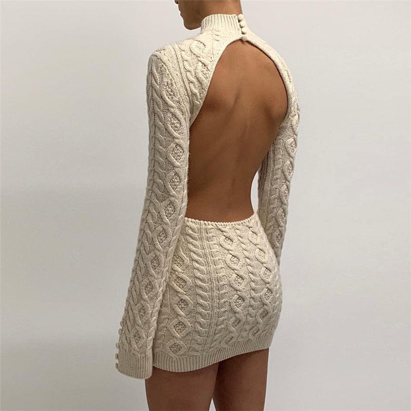 Backless Mini knitted Dress - AMOROUSDRESS