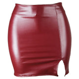 Dixy Split Pu Leather Mini Skirt - AMOROUSDRESS