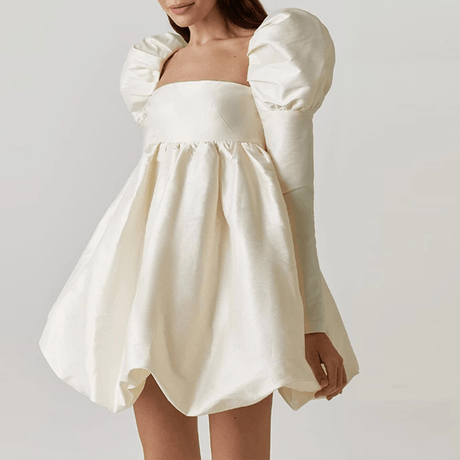 Puffy Pleated Ball Gown Dress - AMOROUSDRESS