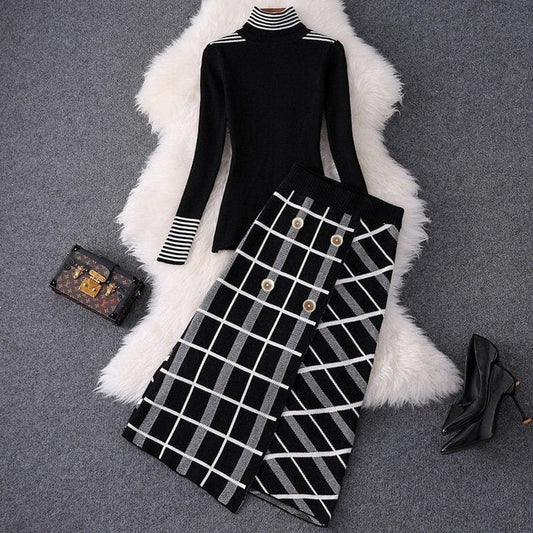 Poppy Plaid Knitted Sets - AMOROUSDRESS