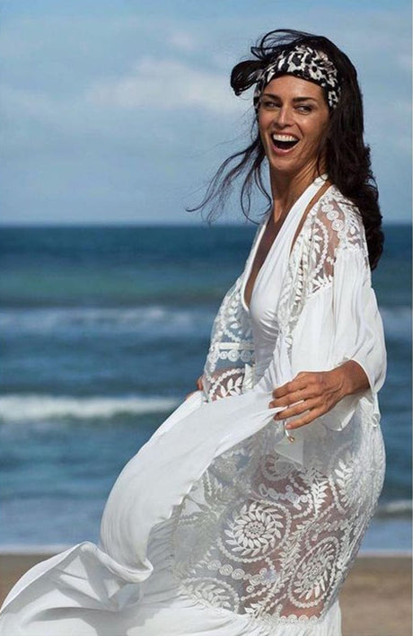 Bohemian Flare Sleeve Swimsuit Cover Up - AMOROUSDRESS