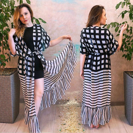 Bohemian Flare Sleeve Swimsuit Cover Up - AMOROUSDRESS