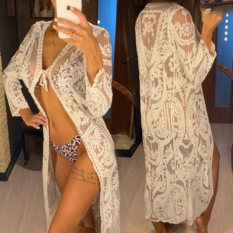 Bohemian Flare Sleeve Swimsuit Cover Up - AMOROUSDRESS