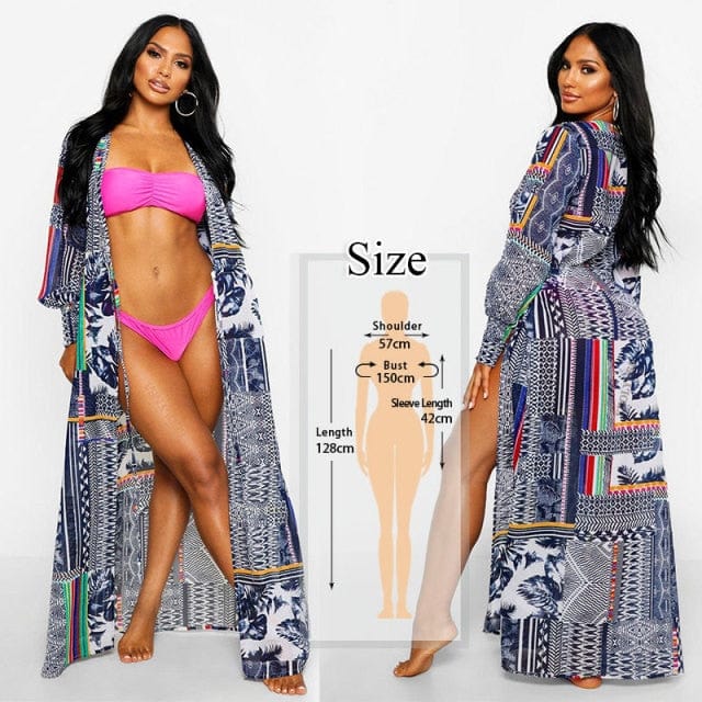 Bohemian Flare Sleeve Swimsuit Cover Up - AMOROUSDRESS