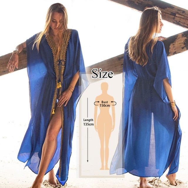 Bohemian Flare Sleeve Swimsuit Cover Up - AMOROUSDRESS