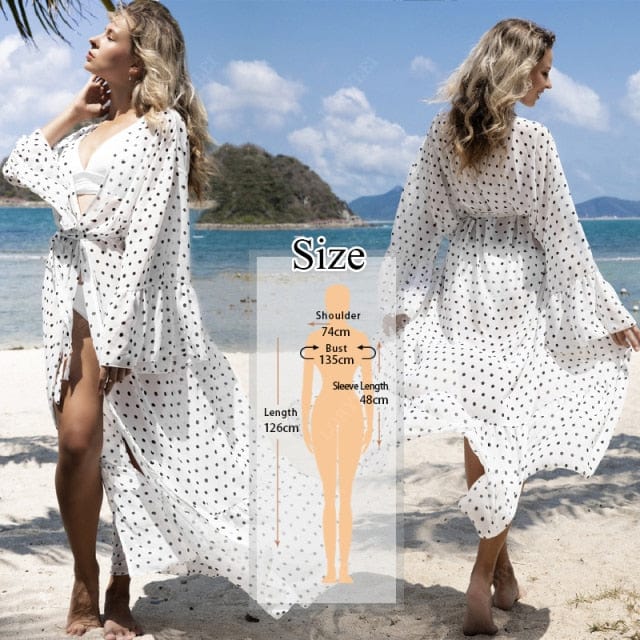 Bohemian Flare Sleeve Swimsuit Cover Up - AMOROUSDRESS