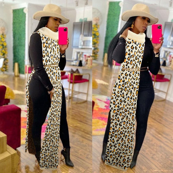 Daring Side Split Sweater Dress - AMOROUSDRESS