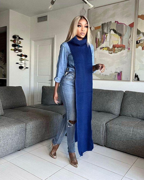 Daring Side Split Sweater Dress - AMOROUSDRESS