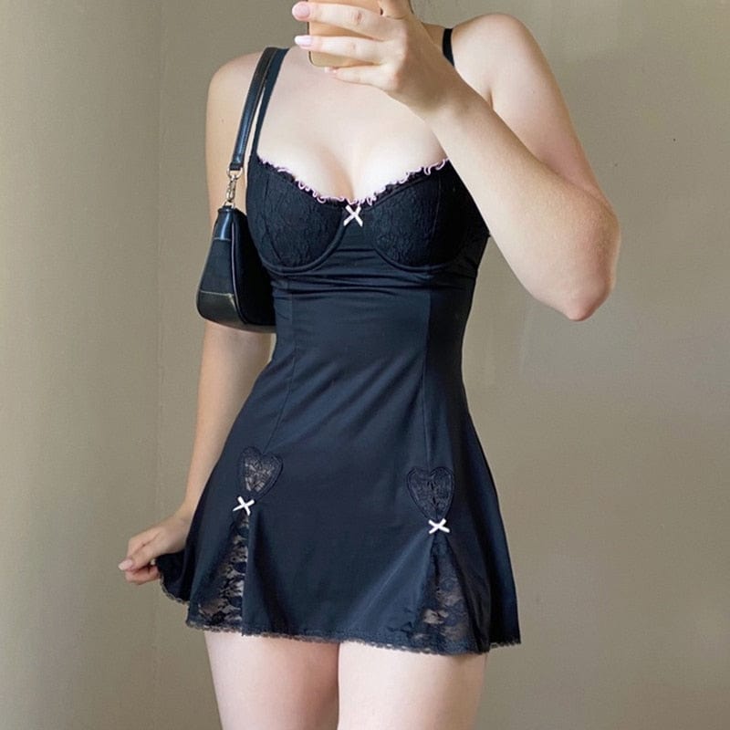 Darling Retro Lace Mini Dress - AMOROUSDRESS
