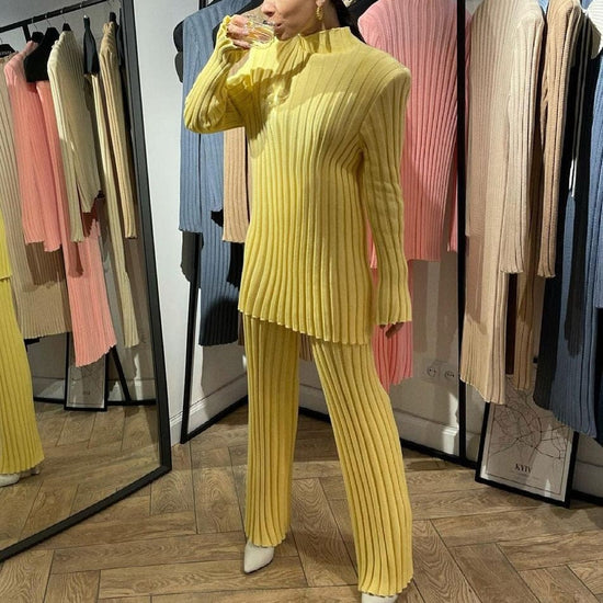 Ribbed Chic Tracksuit - AMOROUSDRESS