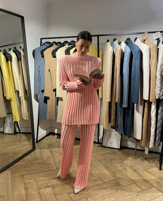 Ribbed Chic Tracksuit - AMOROUSDRESS