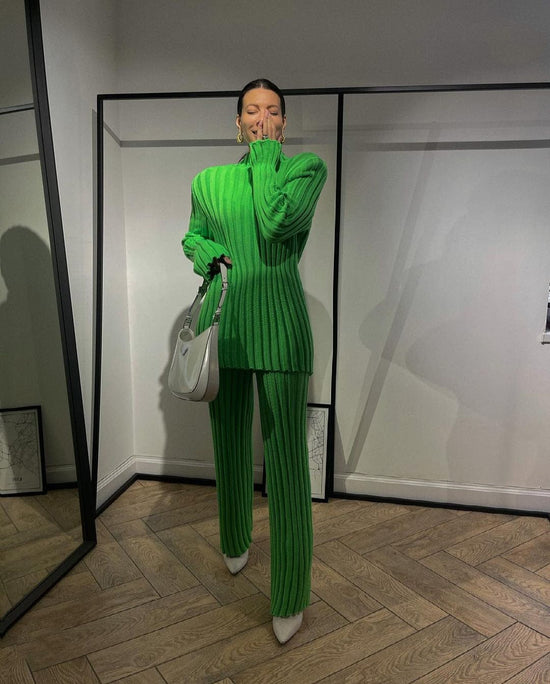 Ribbed Chic Tracksuit - AMOROUSDRESS