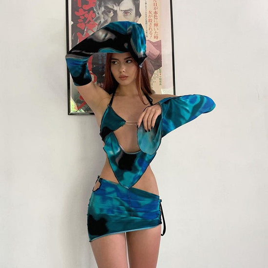 Tie Dye Flare Rave Set - AMOROUSDRESS