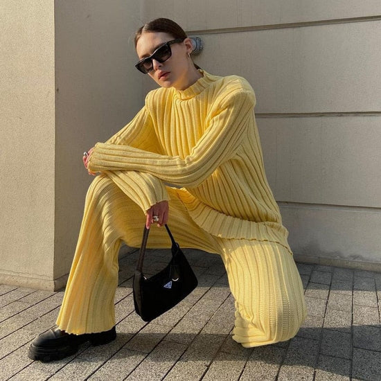 Ribbed Chic Tracksuit - AMOROUSDRESS