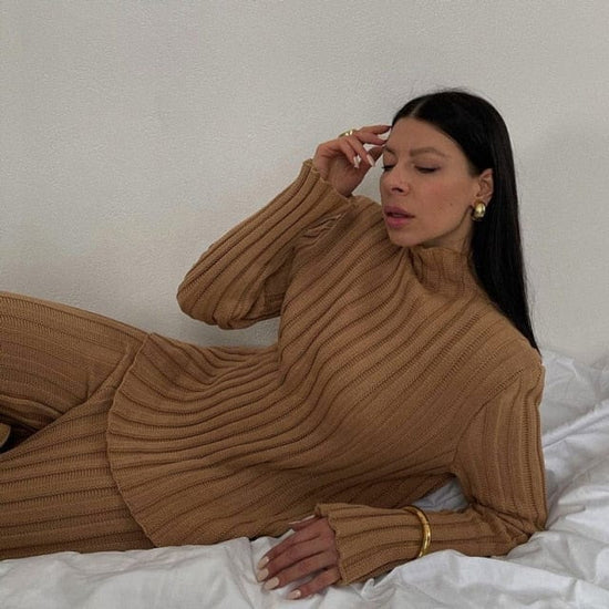 Ribbed Chic Tracksuit - AMOROUSDRESS