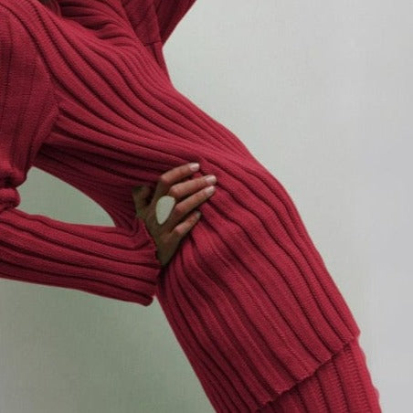 Ribbed Chic Tracksuit - AMOROUSDRESS