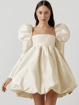 Puffy Pleated Ball Gown Dress - AMOROUSDRESS