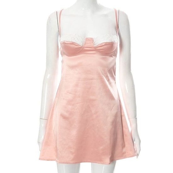 Sweetheart Satin Mini Dress - AMOROUSDRESS