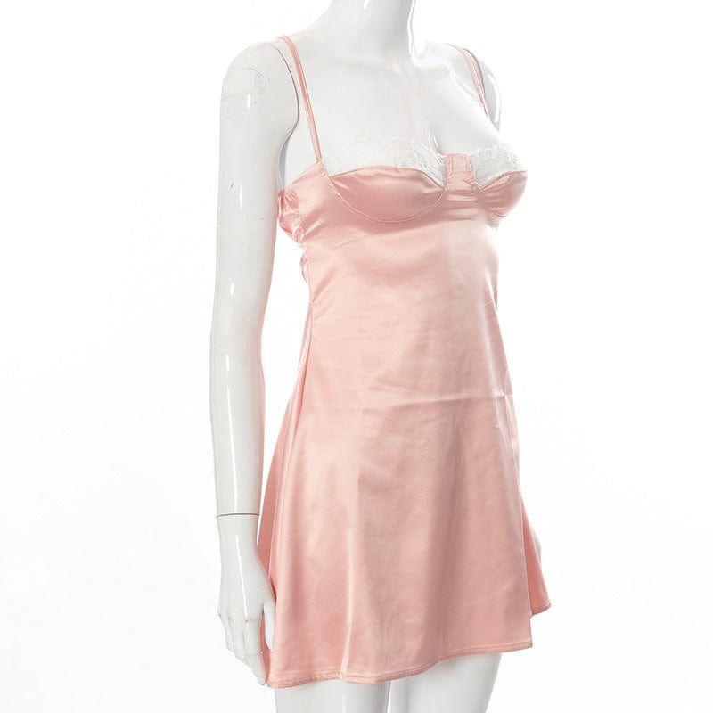 Sweetheart Satin Mini Dress - AMOROUSDRESS