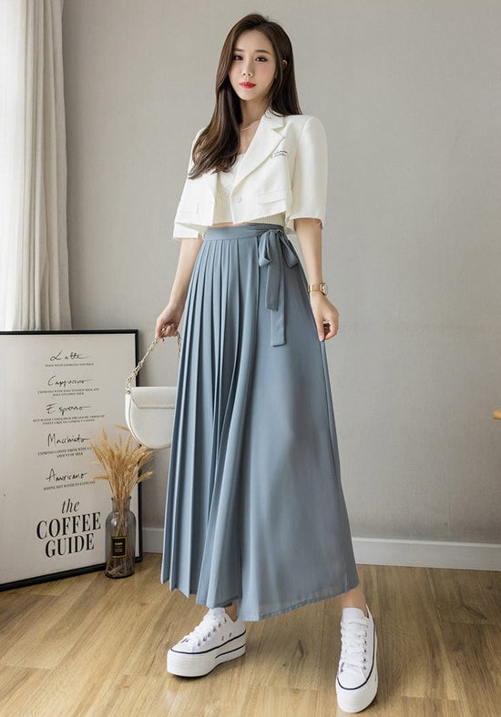 Pleated Wide Leg Pants - AMOROUSDRESS