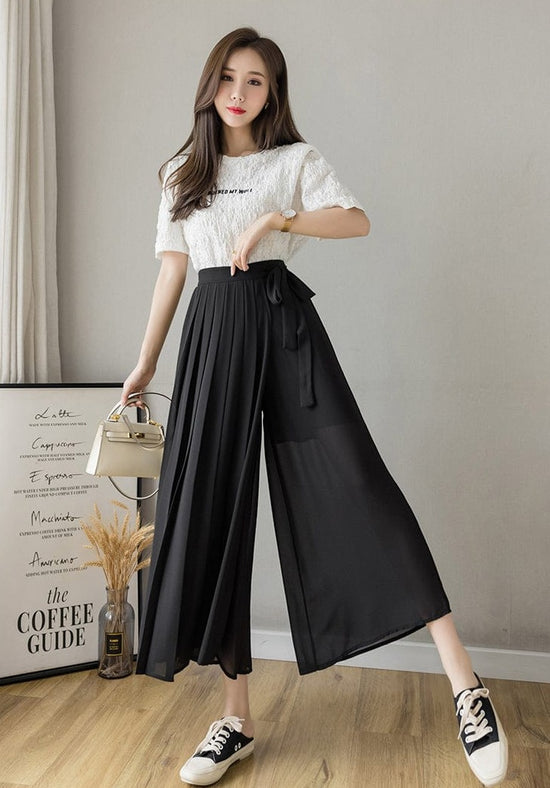 Pleated Wide Leg Pants - AMOROUSDRESS