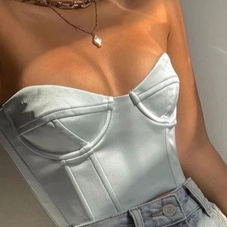 Strapless Satin Corset Top - AMOROUSDRESS