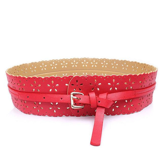 Decorative Floral Leather Belt - AMOROUSDRESS