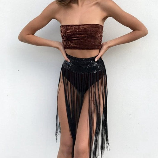 Tassel Fringe Midi Skirt - AMOROUSDRESS